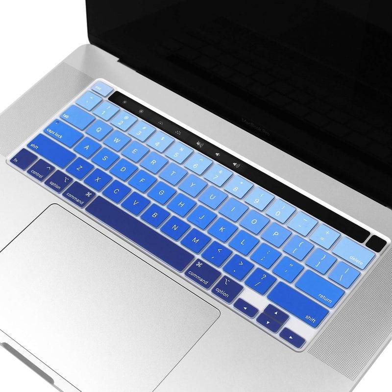 ProElife Ultra Thin Keyboard Cover Skin for MacBook Pro 13 Inch 2022 2021 2020 (Apple M2 Chip/Apple M1 Chip A2338/A2289/A2251) and 2019 MacBook Pro 16 Inch (Model A2141) Protector (Ombre Blue) - Image 1